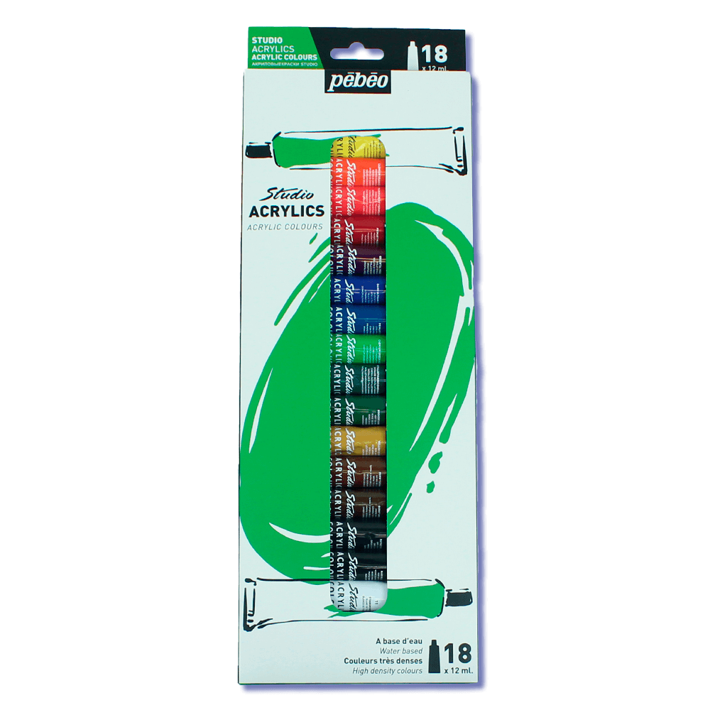 Estojo Tinta Acrílica Importada Pebeo 18 Cores